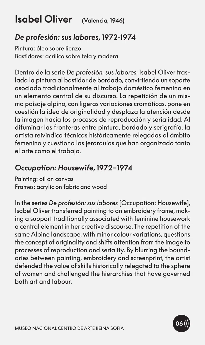 El plano flexible Isabel Oliver extended wall label